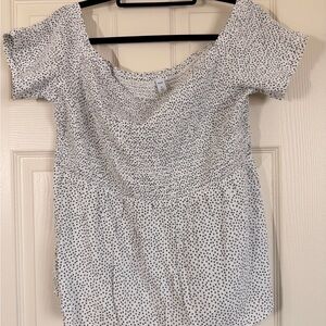 Old Navy Black and White Off-Shoulder Blouse Shirt Polka Dot Women’s Size XL New
